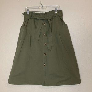 👗  Sadie & Love Olive Green Paperbag Midi Skirt
